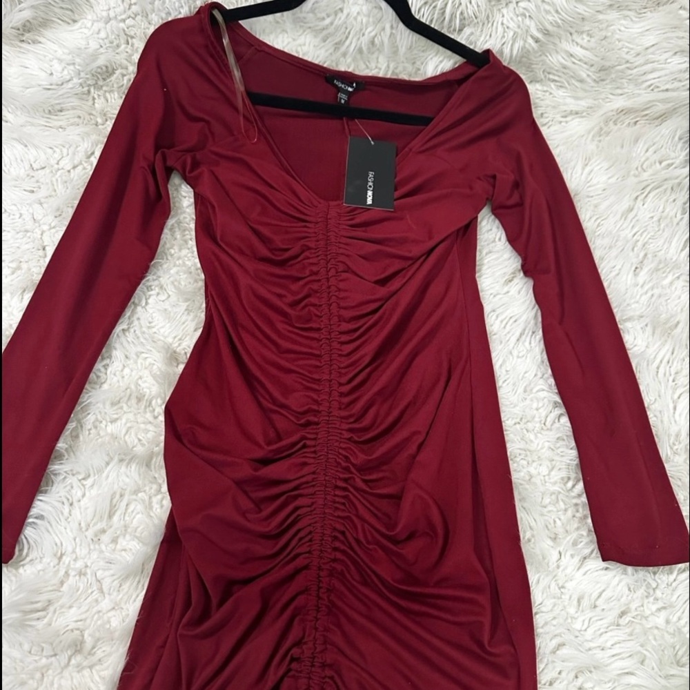 Red Ruched Off the Shoulder Bodycon Dress